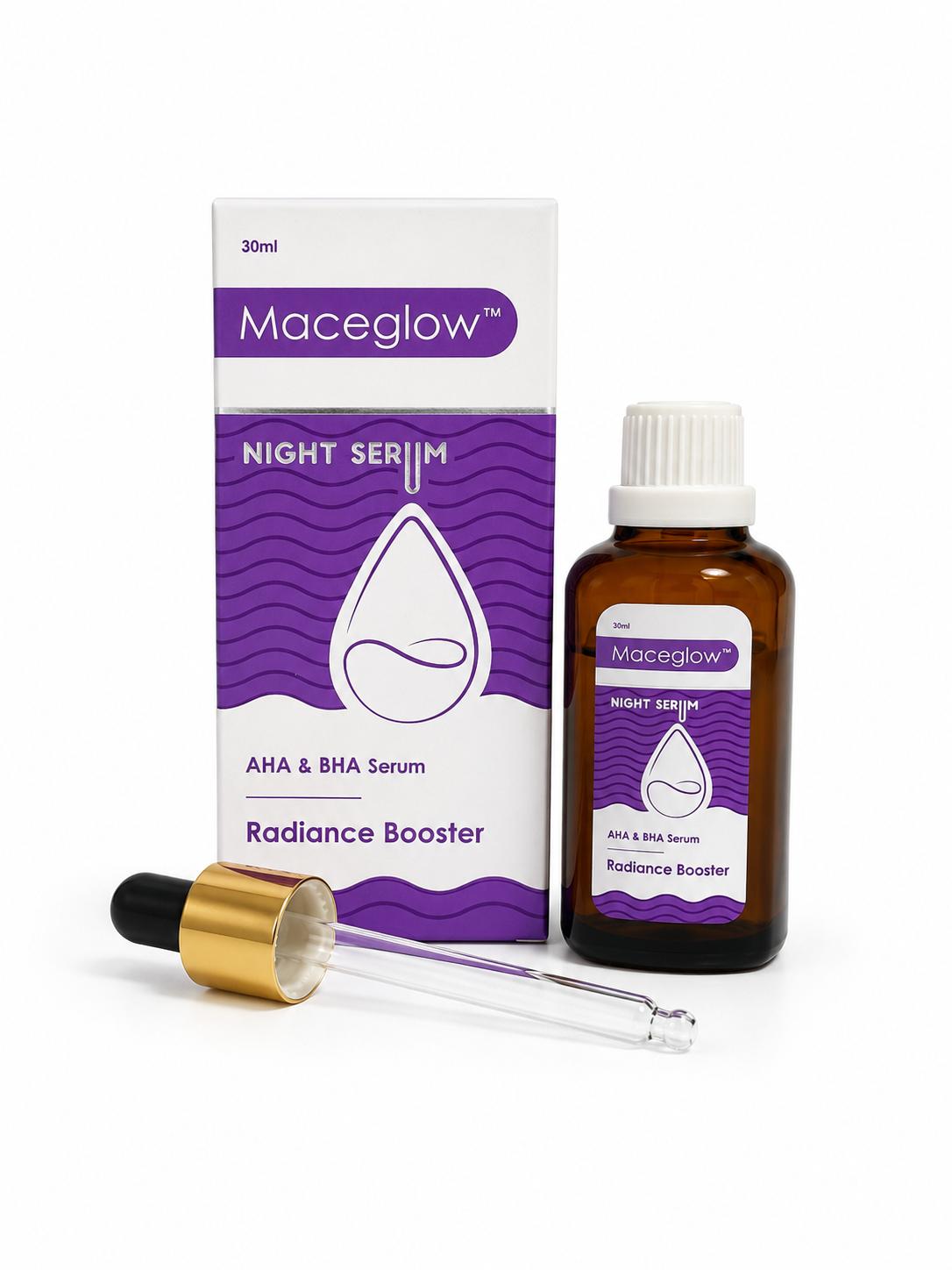 Maceglow Night Serum — AHA & BHA · Radiance Booster